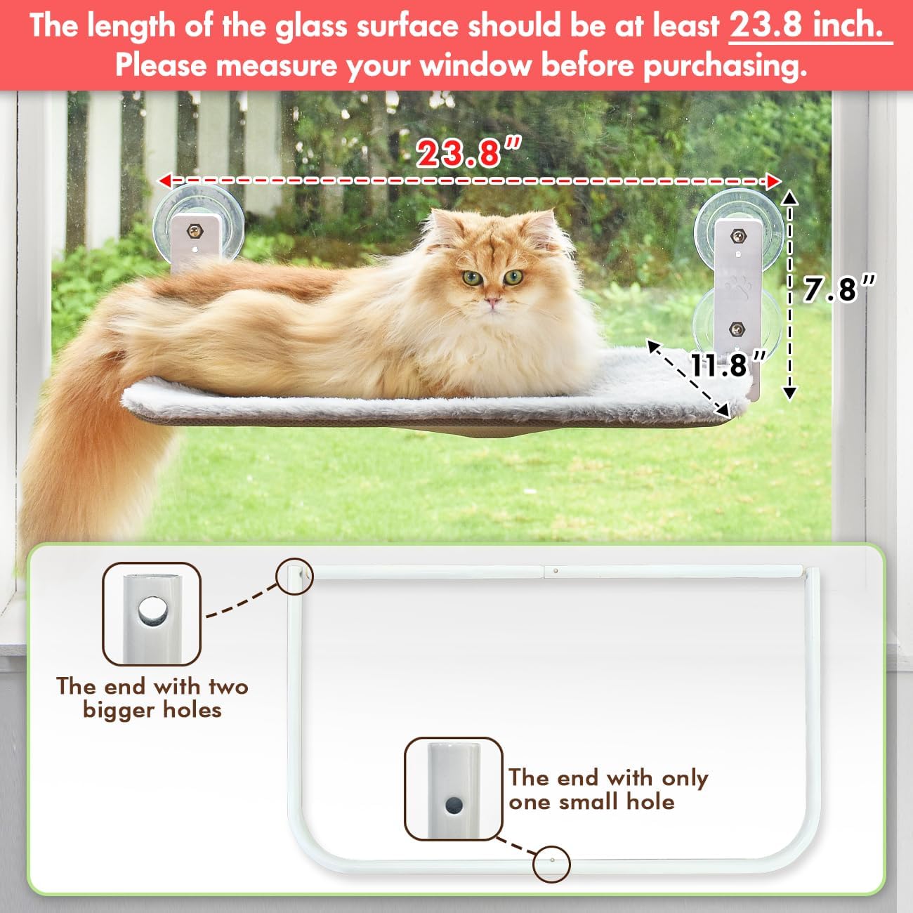 Detalle 2 de AMOSIJOY Cordless Cat Window Perch 30 lbs 🐱
