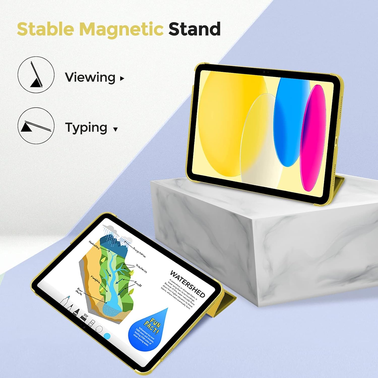 Detalle de ProCase Hülle für iPad A16 11 Generation 2025 und iPad 10. Generation 2022 – Ultraleichtes Hartcase mit Wake/Sleep, Gelb