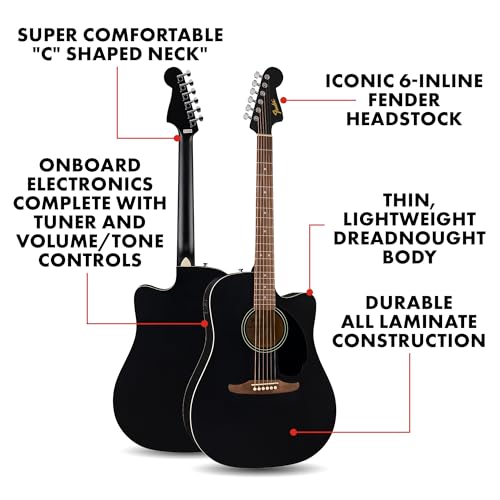 Detalle de Fender California Debut Redondo CE Dreadnought Electro-Acoustic – Black