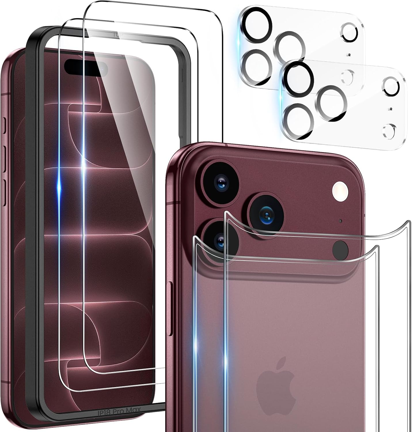 Detalle de Maxdara iPhone 18 Pro Max Screen Protector, 9H Tempered Glass, 6-Piece Set