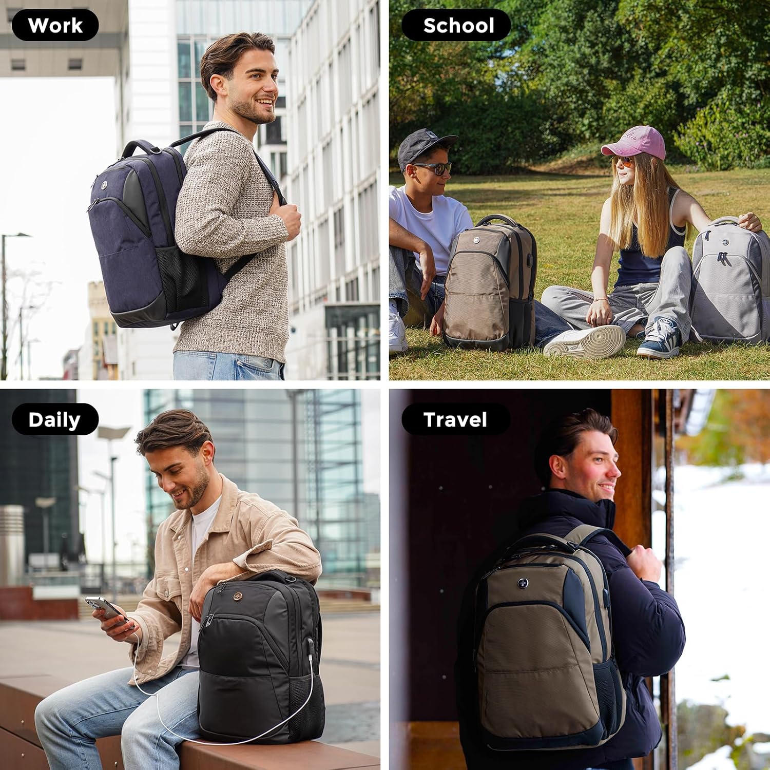 Detalle de Swissdigital Design Backpack SD1670-01: 16-Inch Laptop, RFID & USB Charging Pocket