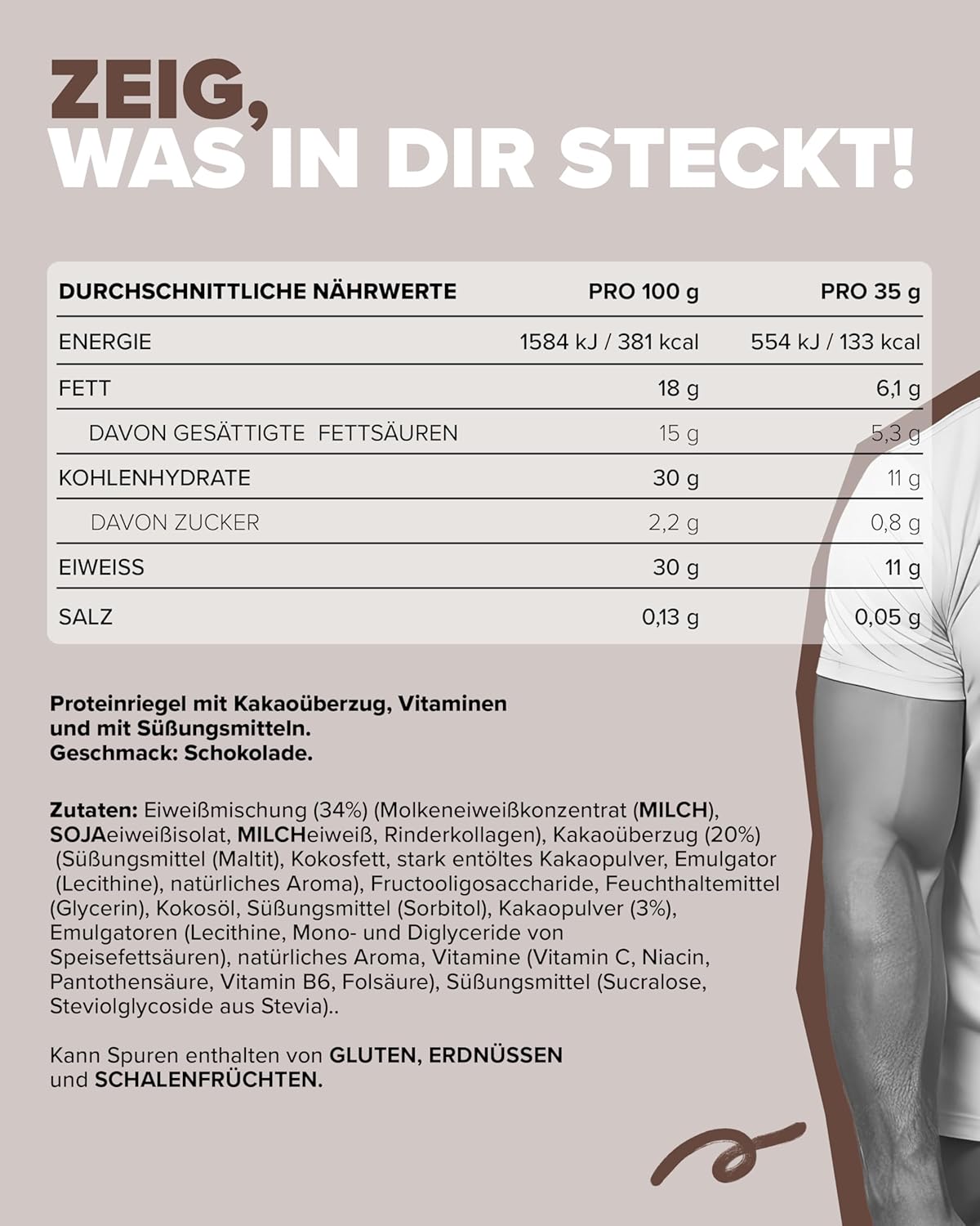 Thumbnail 4 de IronMaxx Protein 30 Eiweißriegel – Schokolade, 24x35g: High Protein Bar mit 30% Protein, Low Carb & zuckerreduziert