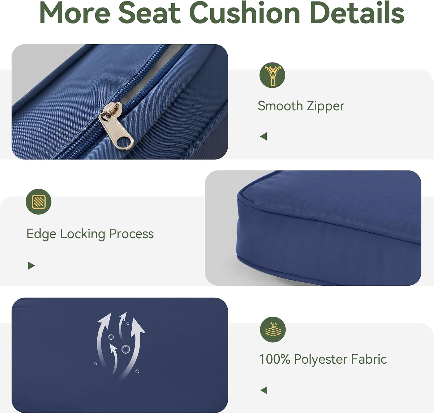 Thumbnail 6 de Aoxun G86002-04BU-AXUS Outdoor Furniture Cushions, Navy Blue, 4-Inch Foam