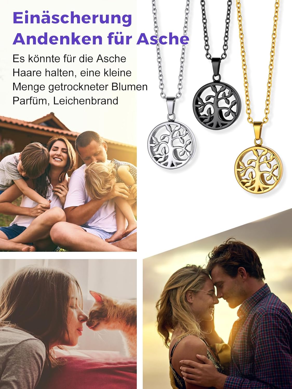 Thumbnail 4 de Richsteel Halskette mit Urne personalisierbar (Baum des Lebens) aus Edelstahl, 46 + 5 cm