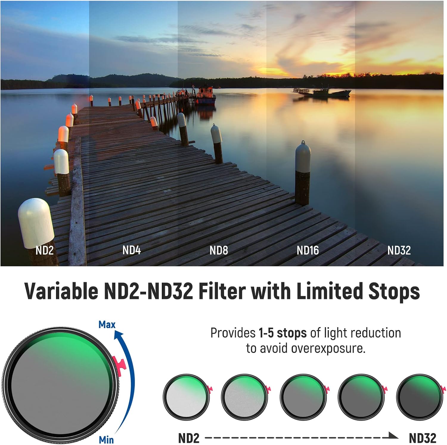 Thumbnail 2 de NEEWER 55mm Variable ND Filter 2‑in‑1