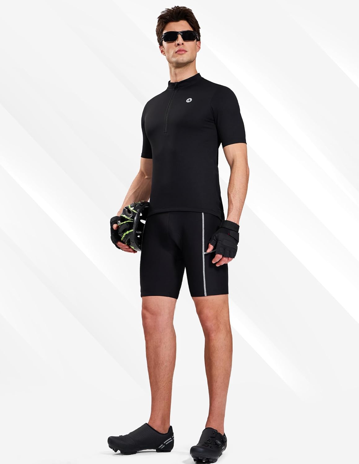 Detalle de Nepest Fahrradhose Herren 4D Gepolstert – atmungsaktiv, anti‑Rutsch Bündchen, Breiter Bund