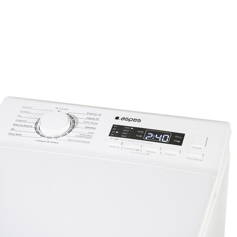 Detalle de Aspes ALCS8301AI, lavadora de carga superior 8 kg, 1250 rpm y vapor