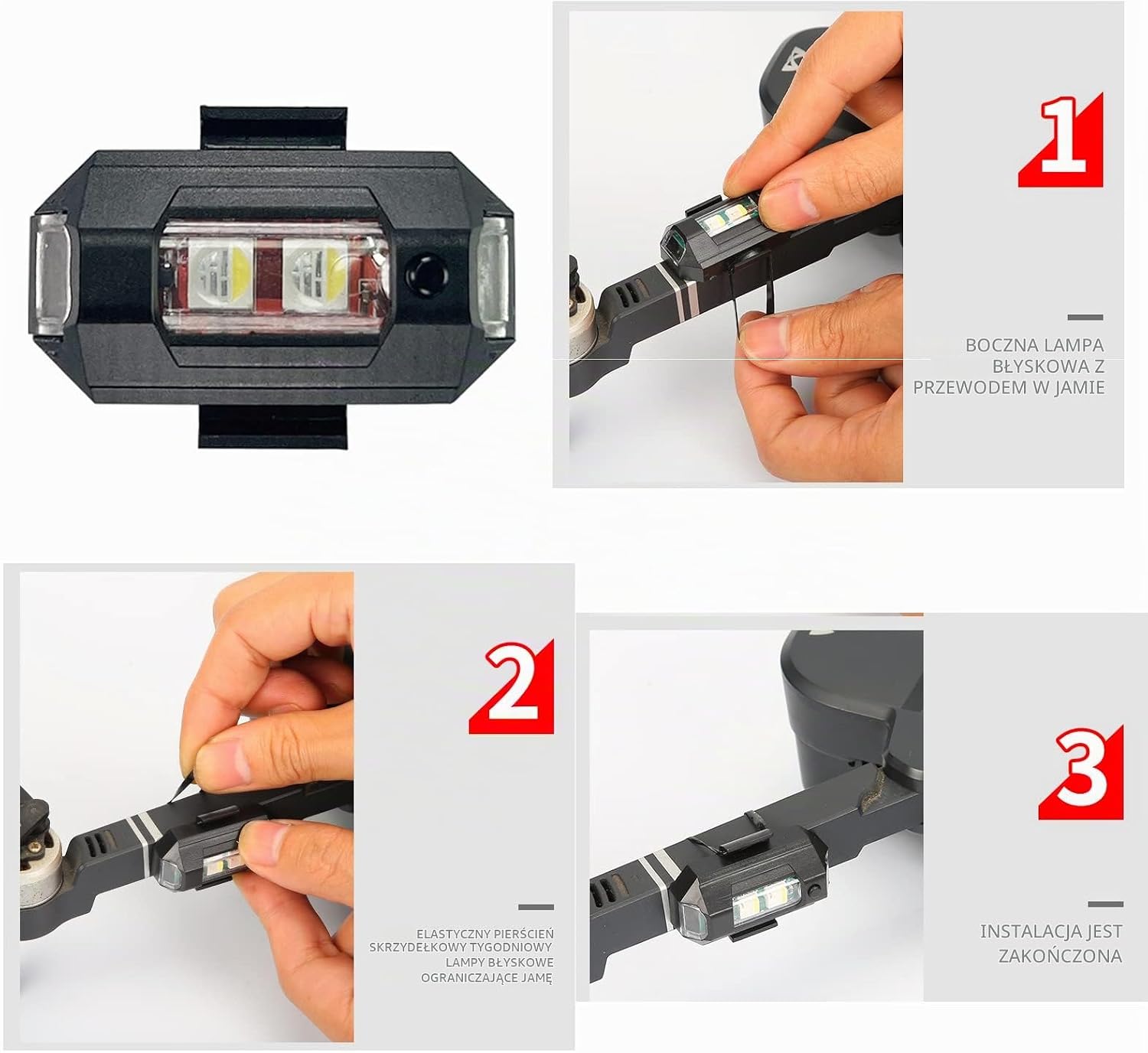 Detalle 2 de Indrnif SY-01151-CX – 4 lampki stroboskopowe LED do drona, 7 kolorów, USB-C