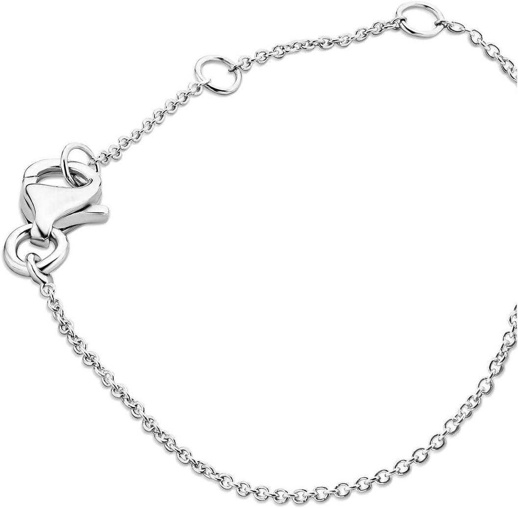 Thumbnail 1 de MIORE Bracelet Femmes Chaîne avec Diamants en Or Blanc 9K – Longueur 18 cm, Diamants 0,10 ct