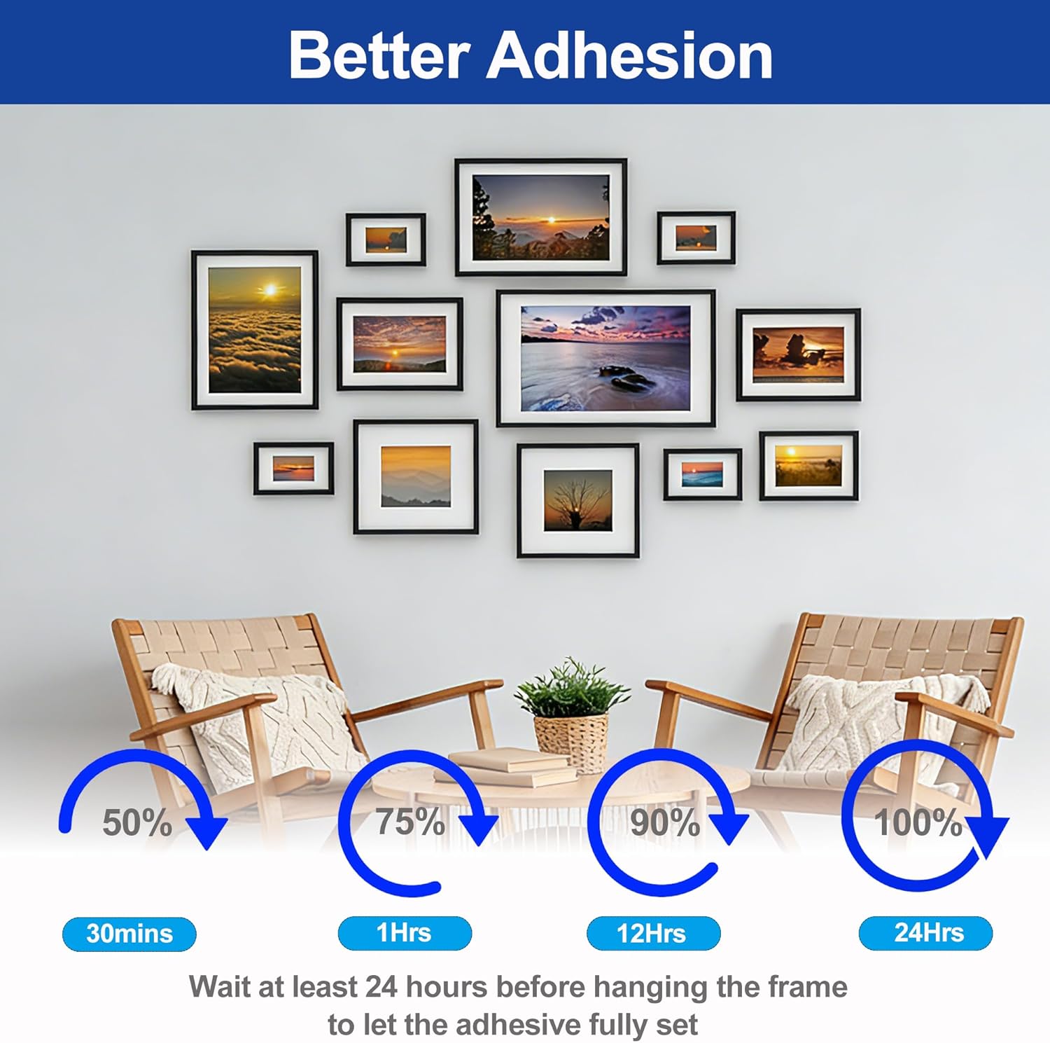 Thumbnail 5 de Easyojoy Picture Hanging Strips (72 strips / 36 pairs) – heavy-duty removable double-sided frame tape for damage-free mounting