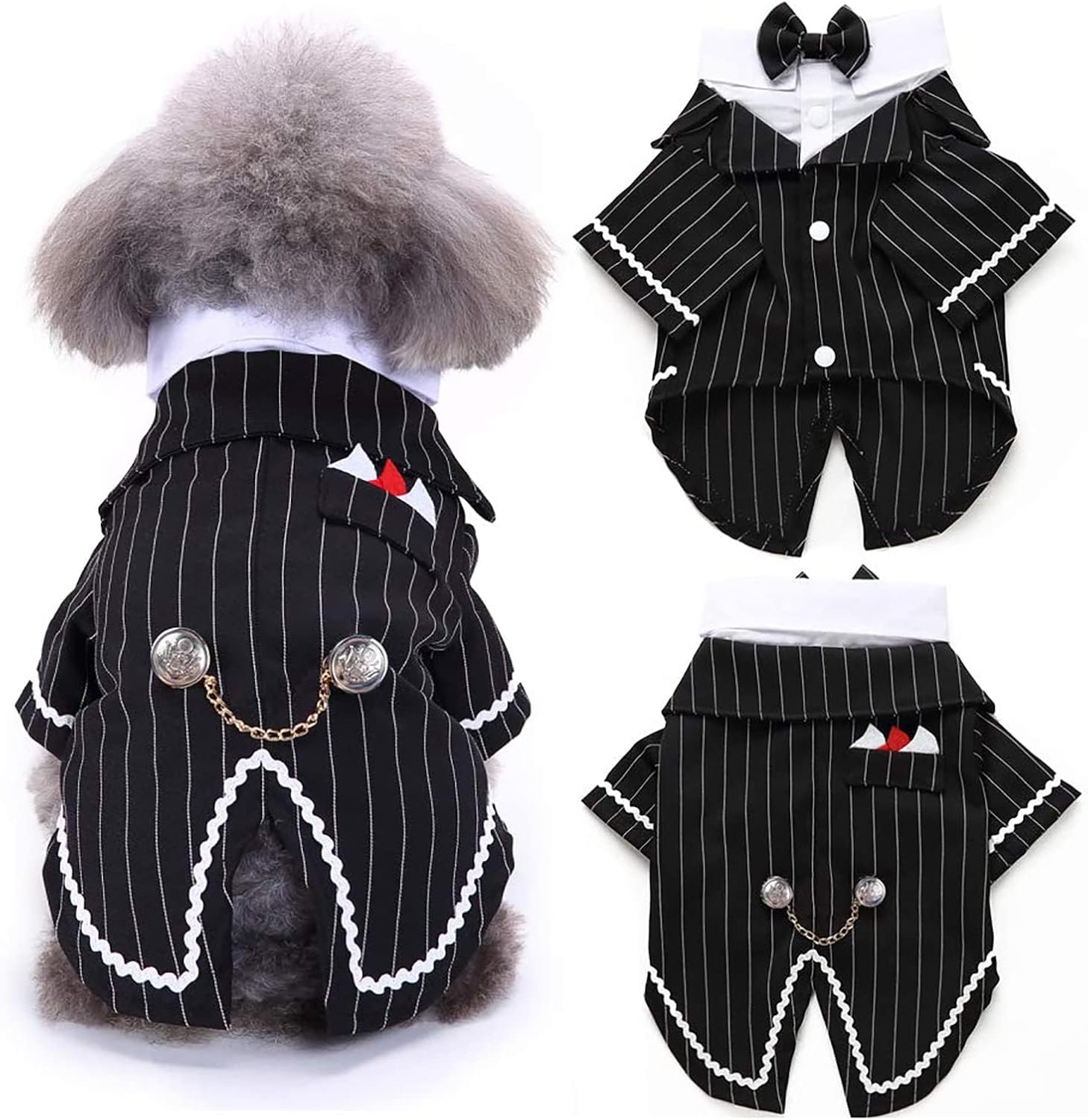 Detalle de QBLEEV Dog Tuxedo Costume, polyester and cotton