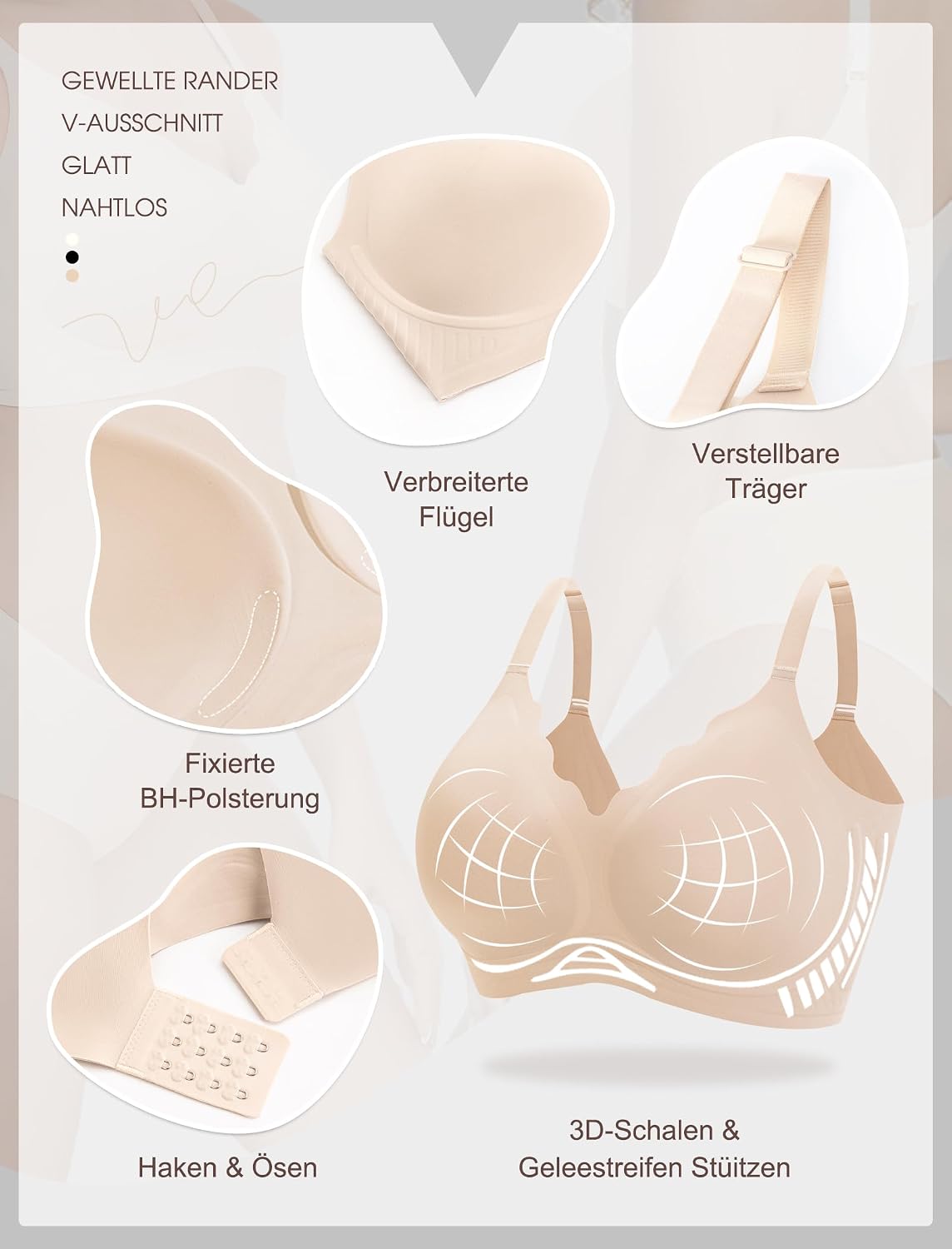 Thumbnail 3 de Vtelor Bügelloser BH Damen (Soft Support) mit Push-up-Effekt & nahtlosem 3D-Cup
