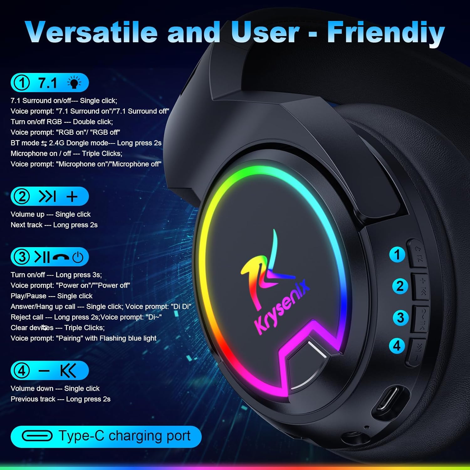 Thumbnail 6 de Krysenix PG4 Wireless Gaming Headset