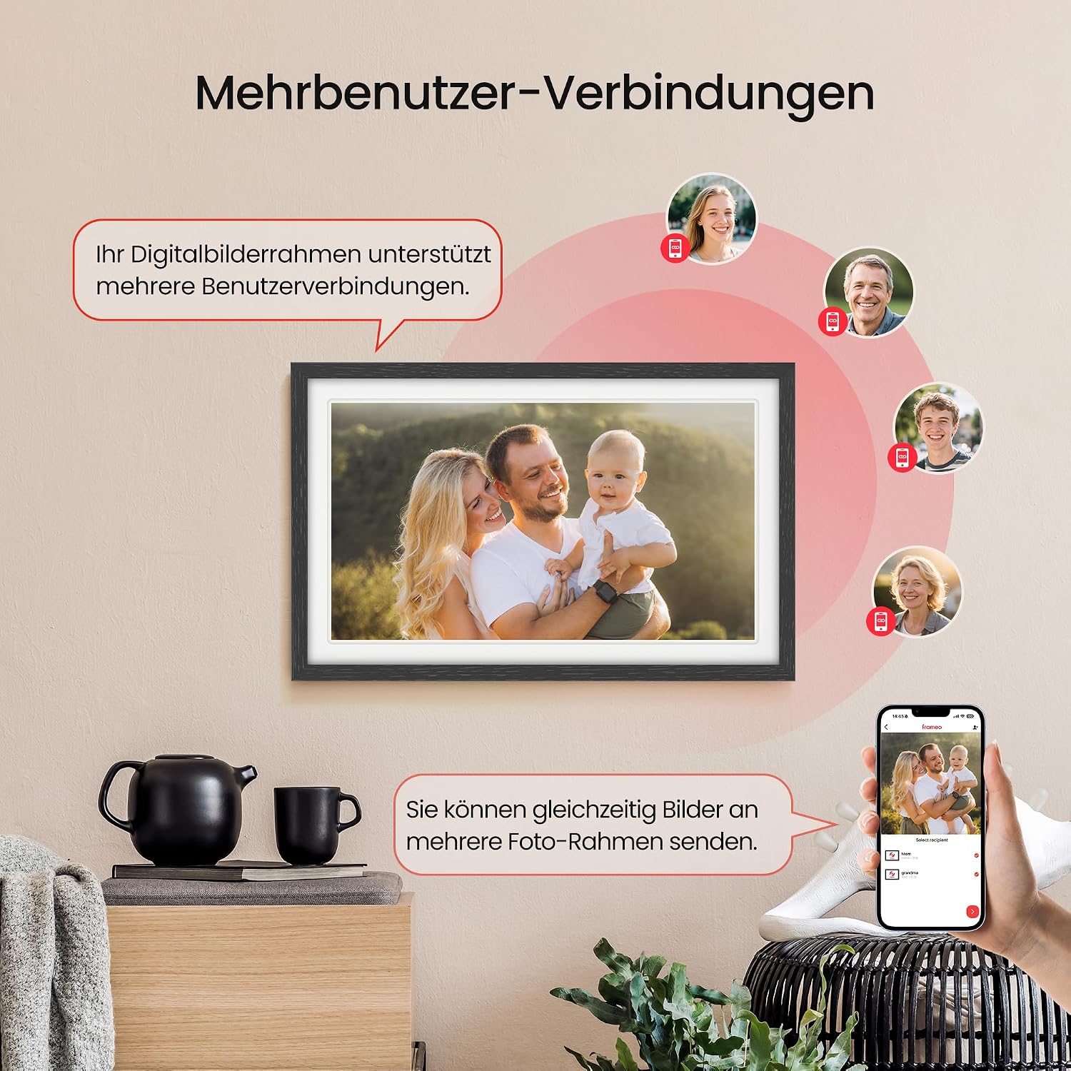 Thumbnail 6 de 64GB FRAMEO digitaler Bilderrahmen 21,5 Zoll (1920×1080) mit Touchscreen, WLAN & App-Sharing