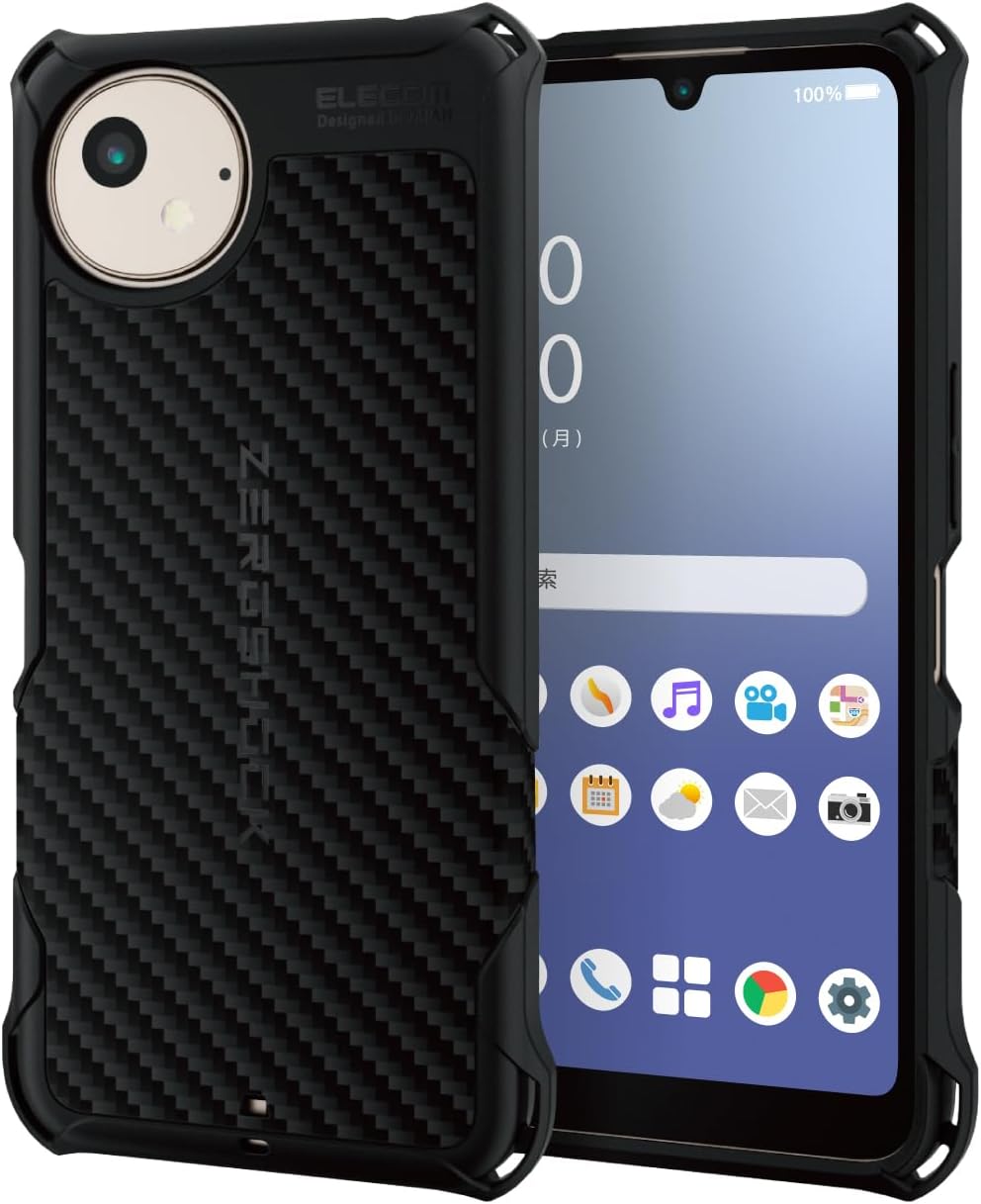 Detalle de エレコム PMWS241ZEROGBK AQUOS wish4用ケース(SH-52E/SHG13)、四隅ダンパー・ハニカム構造・グリップテクスチャー