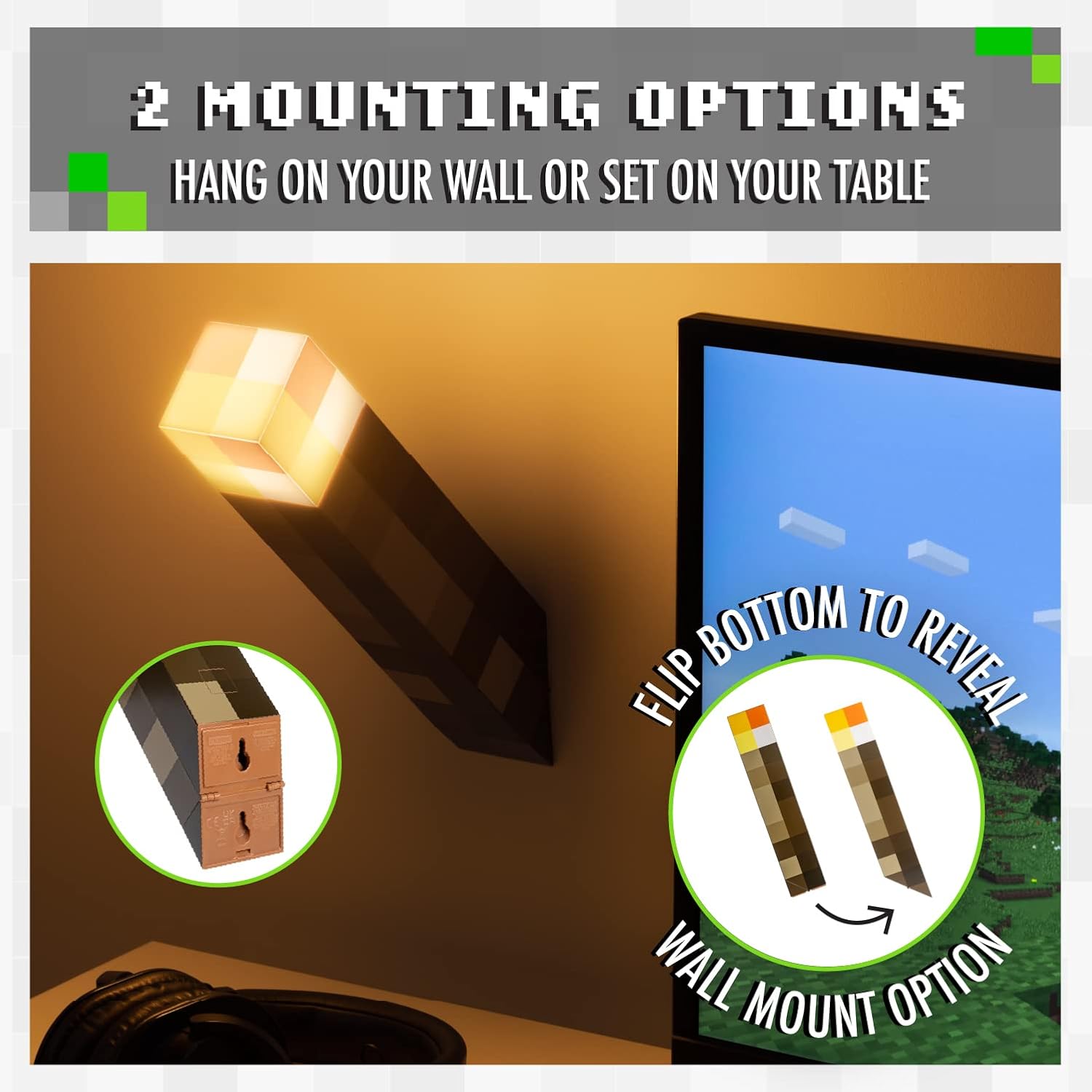 Thumbnail 2 de Paladone Minecraft Torch Light – Officially Licensed, 13cm, 2 Lighting Modes, 2 Use Modes