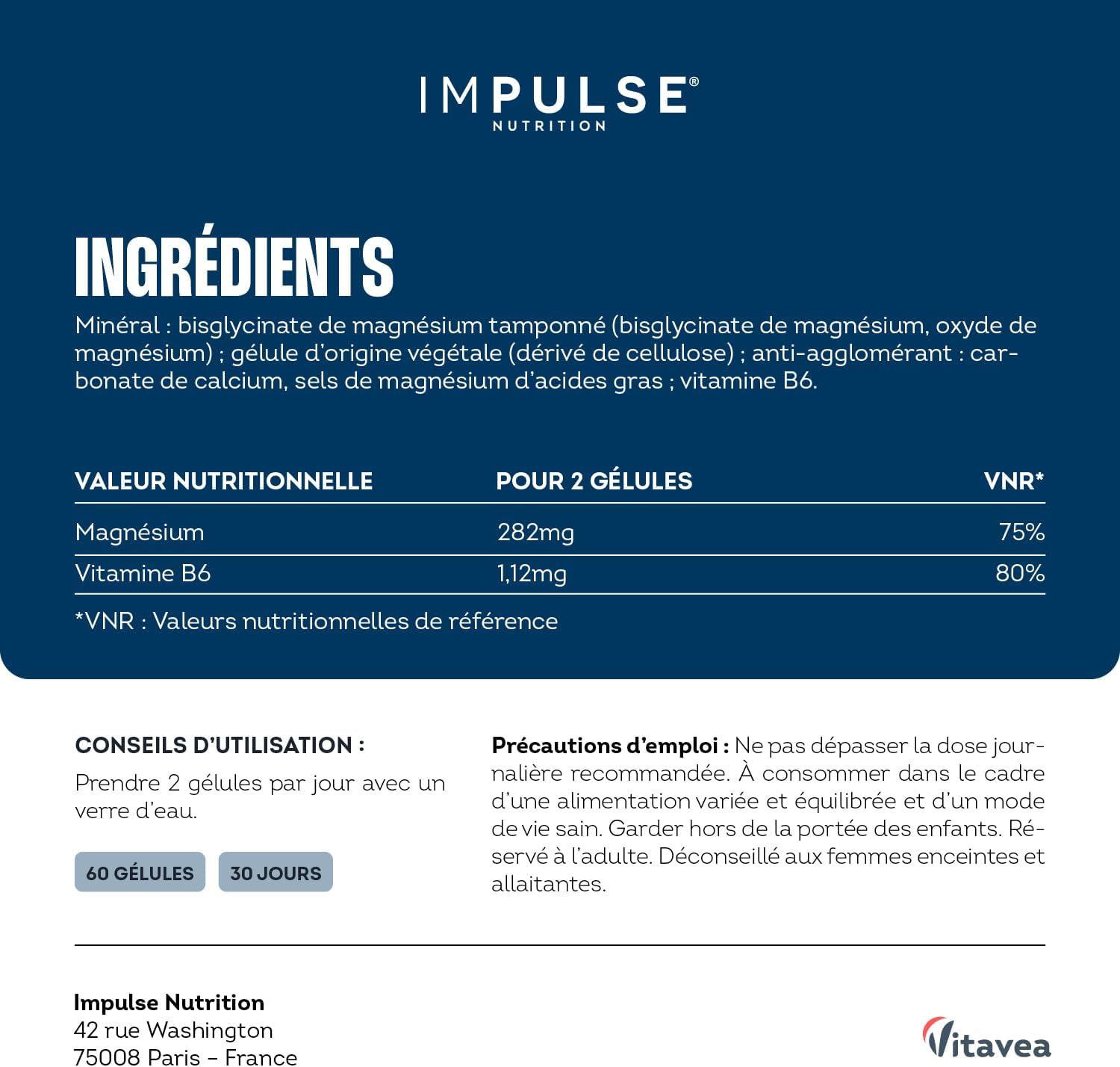 Thumbnail 6 de IMPULSE NUTRITION Magnésium bisglycinate 60 gélules 💊