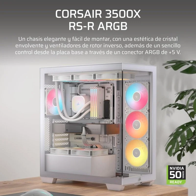 Thumbnail 3 de CORSAIR 3500X RS-R Caja PC semitorre blanca, 3 ventiladores