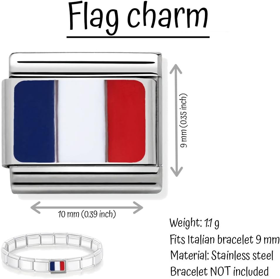 Thumbnail 4 de 2Burned Italian Charm Flag for 9 mm Bracelets in Stainless Steel
