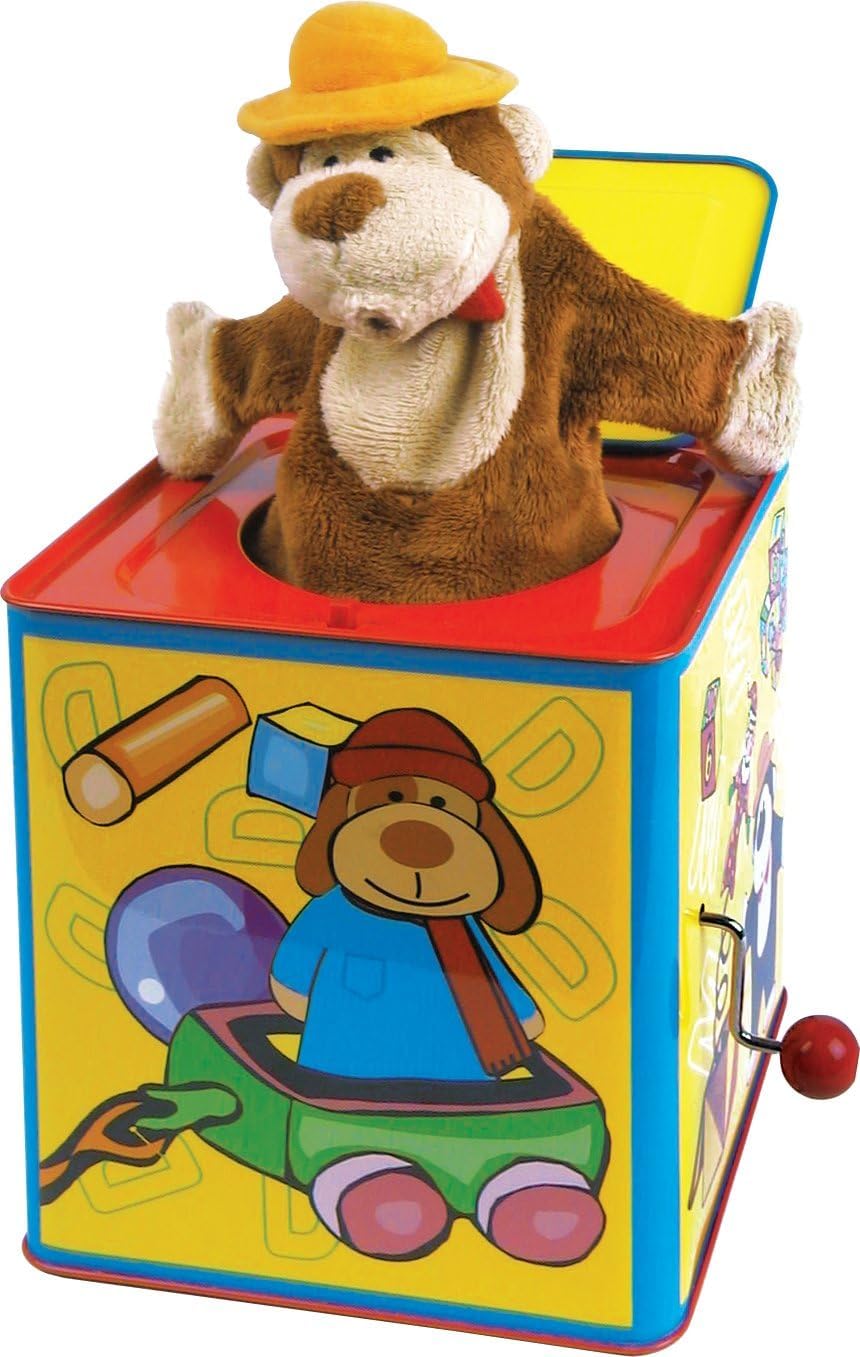 Detalle 2 de Animal Jack in a Box (Styles May Vary) traditional tin toy that plays Pop Goes the Weasel