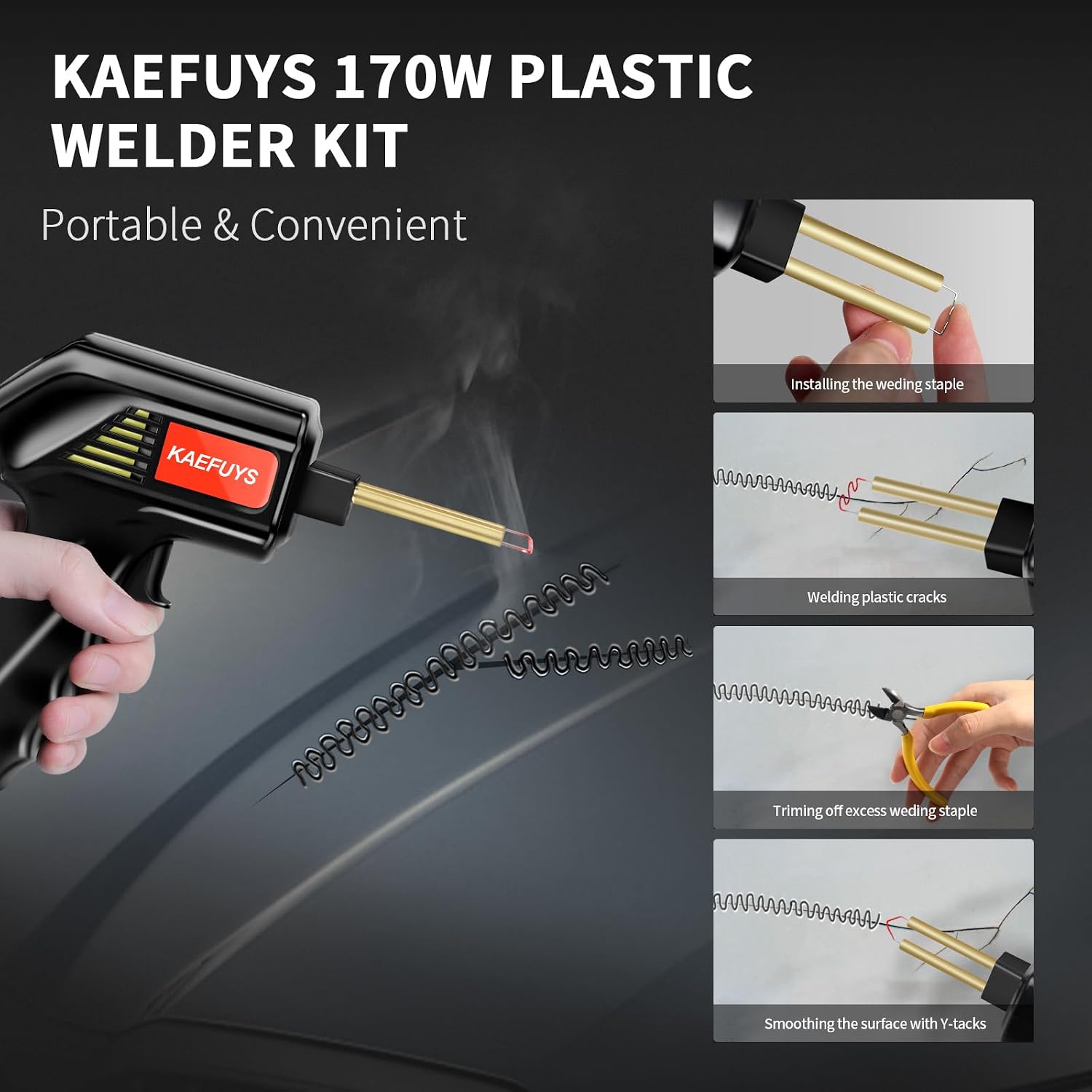 Thumbnail 2 de KAEFUYS 170W Plastic Welding Kit (805 Pieces) – 220V Welder Gun for Car Bumpers & Plastic Repairs