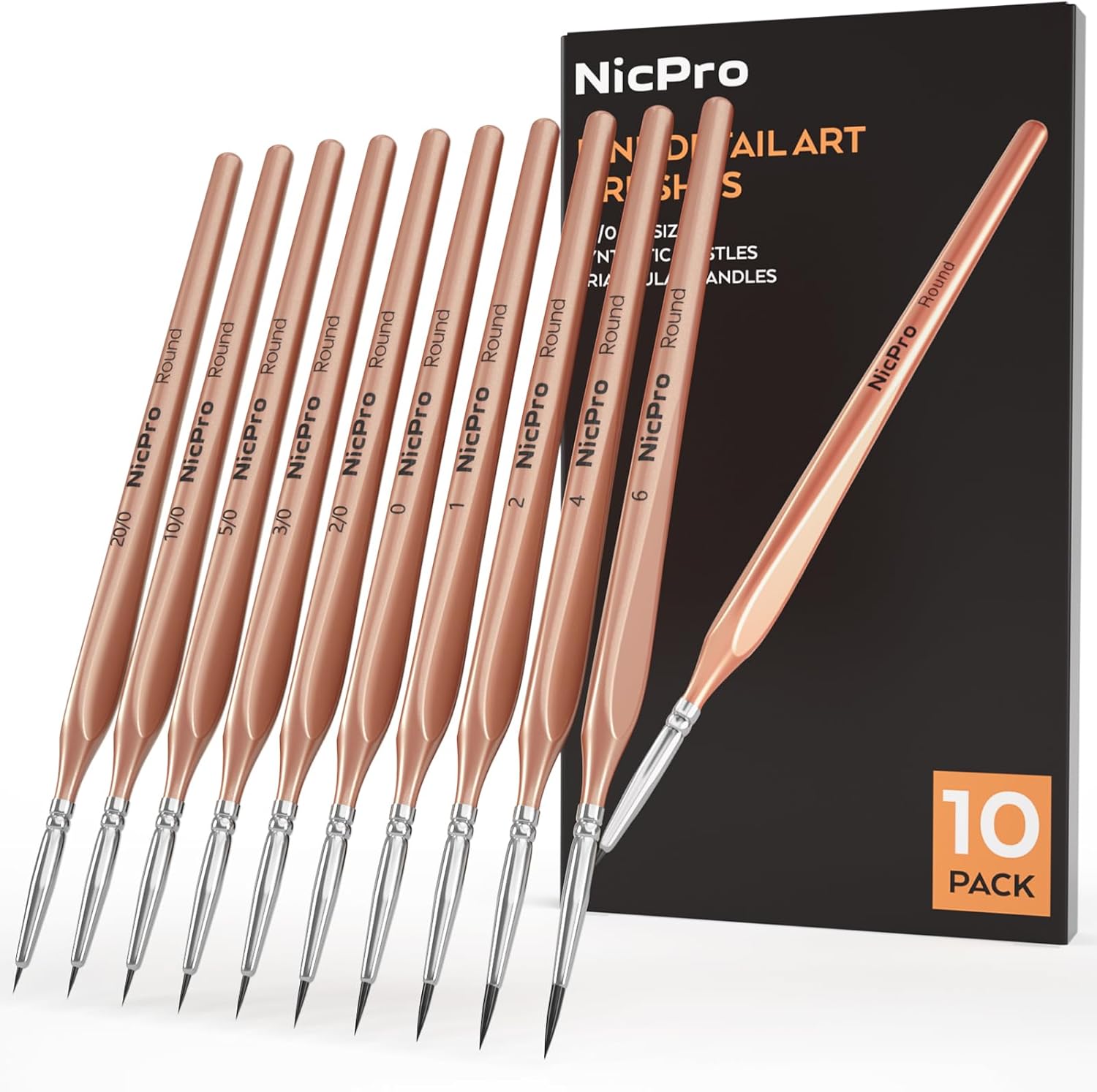 Nicpro Detail Paint Brushes 10 PCS: Fine Tip Precision for Miniatures and Models
