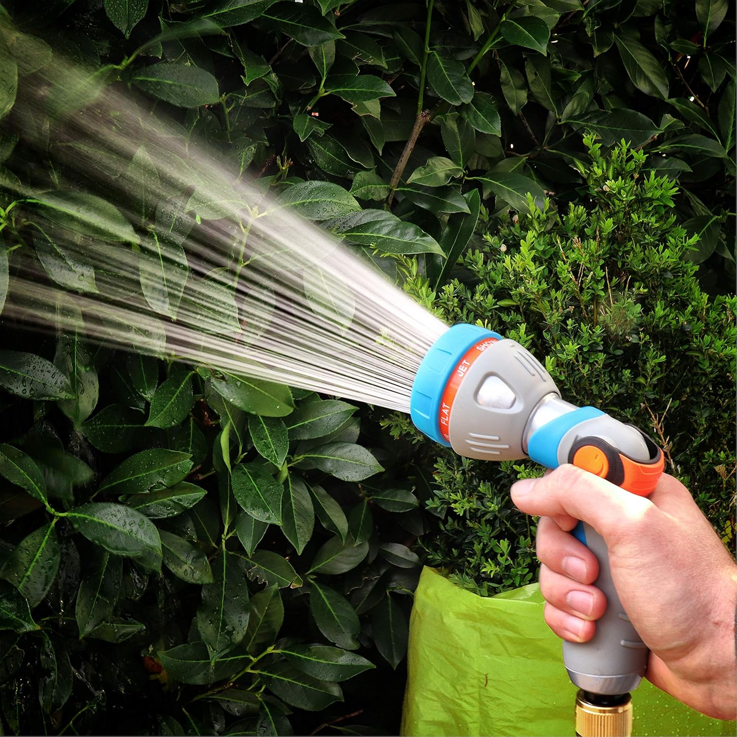 Detalle de GRÜNTEK Pistola Acqua Giardino in Metallo PREMIUM – 7 spruzzi, alta pressione, compatibile con ogni tubo