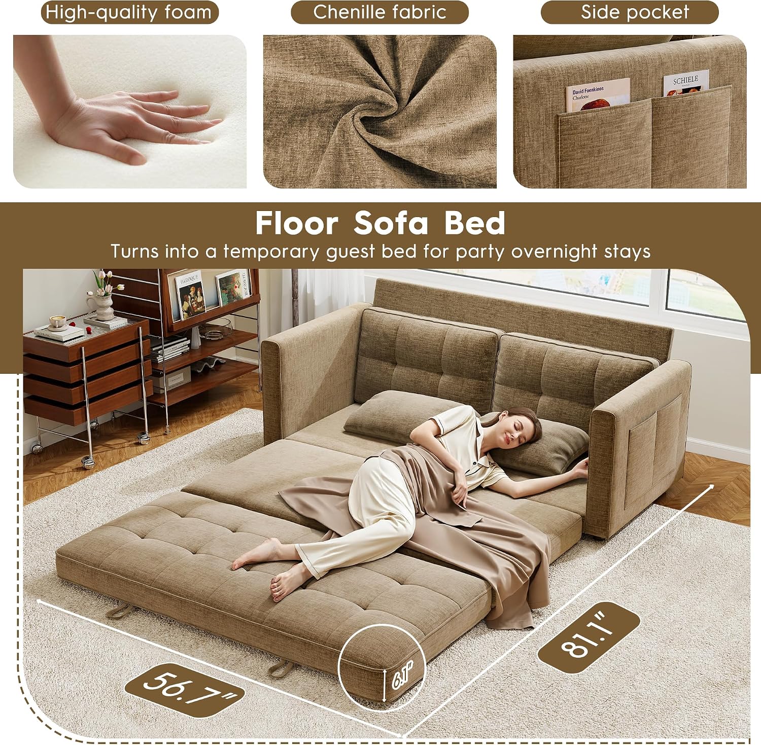 Detalle 2 de Urhanherry Convertible Sofa Bed, 65-inch