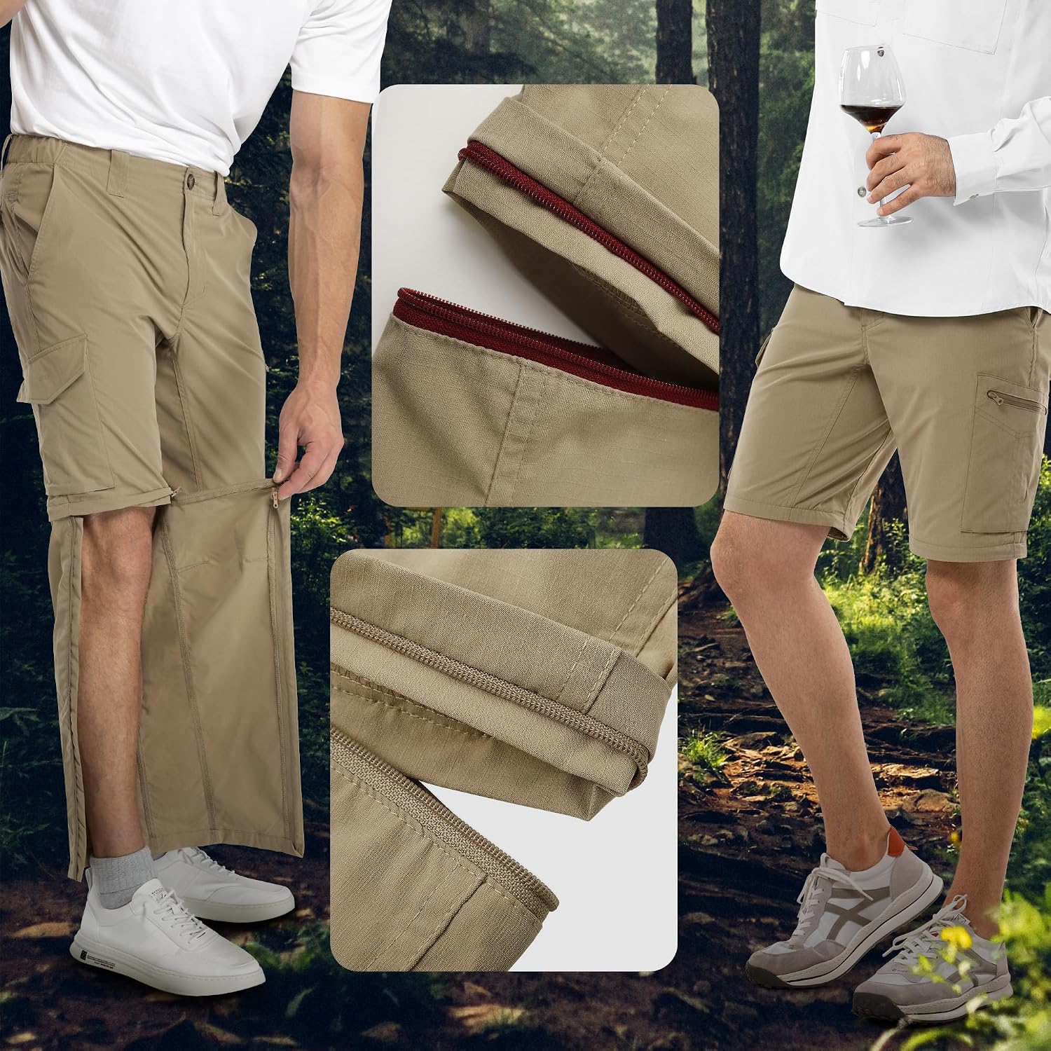 Thumbnail 1 de 33,000ft Men's Zip-Off Hiking Trousers – Quick Dry, Stretch, Convertible to Shorts