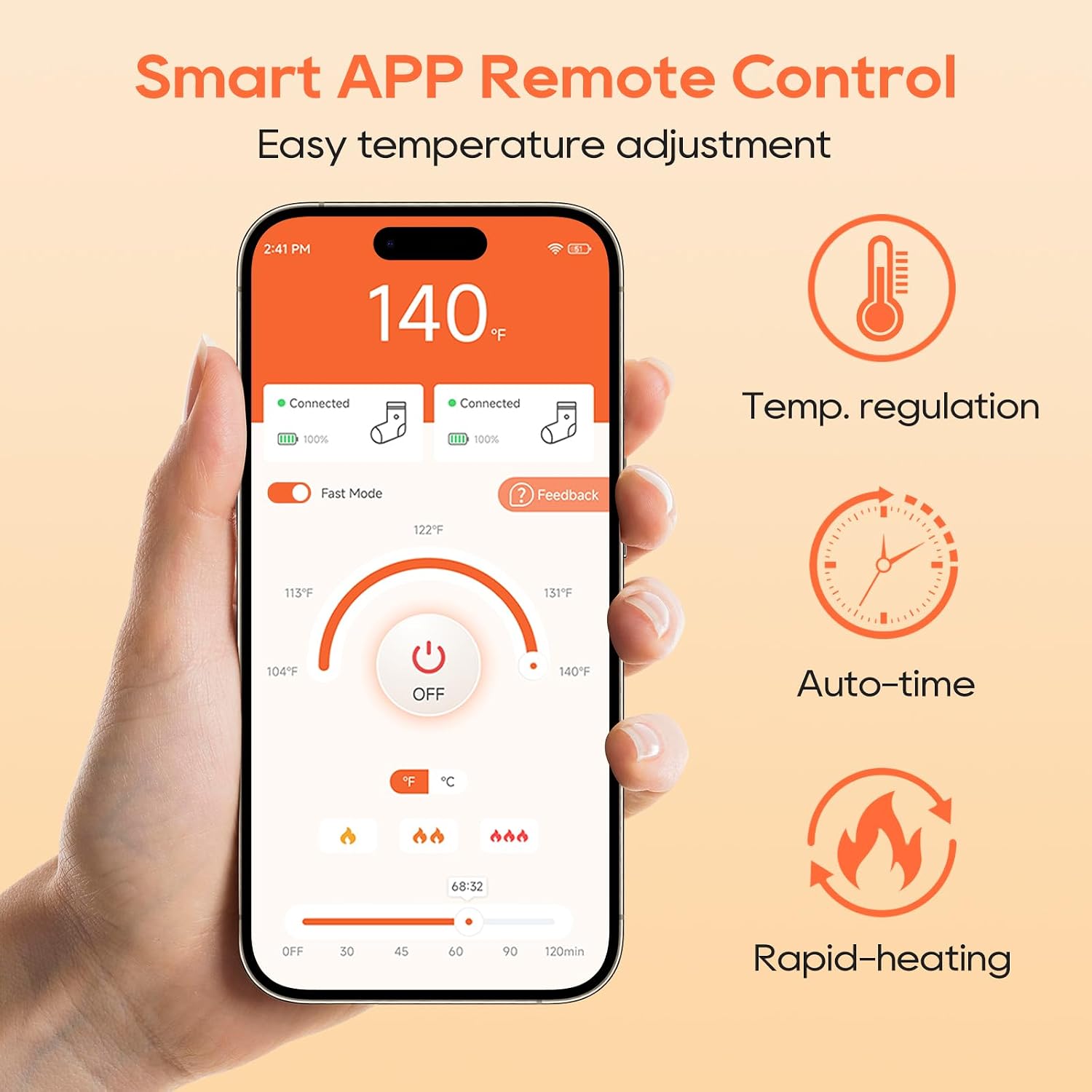Detalle 2 de Camsoe AF-01 Heated Socks, App Control, 3 Heat Levels, 10,000mAh