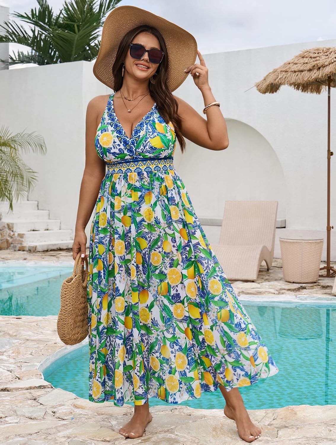 Thumbnail 1 de SCOMCHIC Women's Plus Size One Piece Swimsuit with Tummy Control and Floral Mesh Skirt