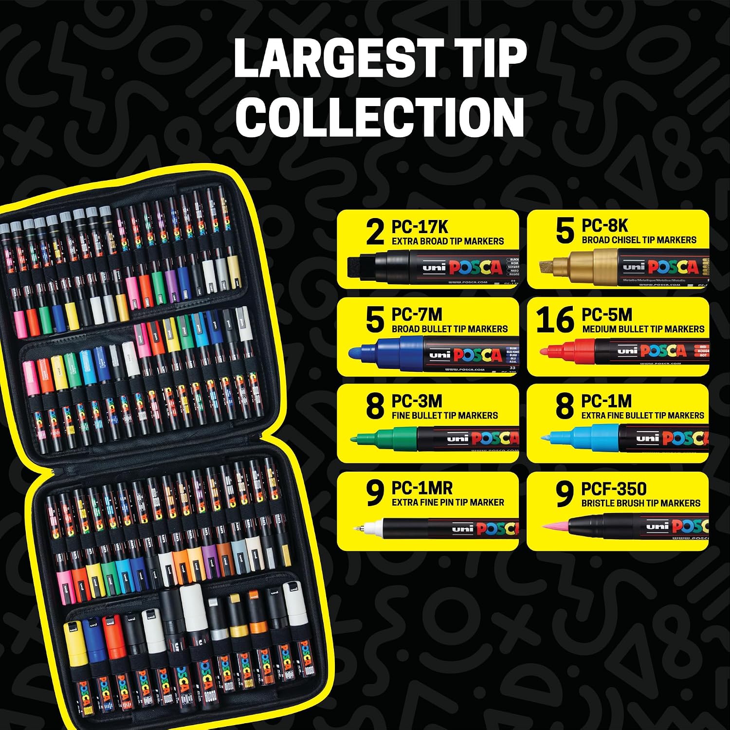 Detalle de POSCA 62-Piece Acrylic Paint Marker Set with Case and 8 Tip Styles