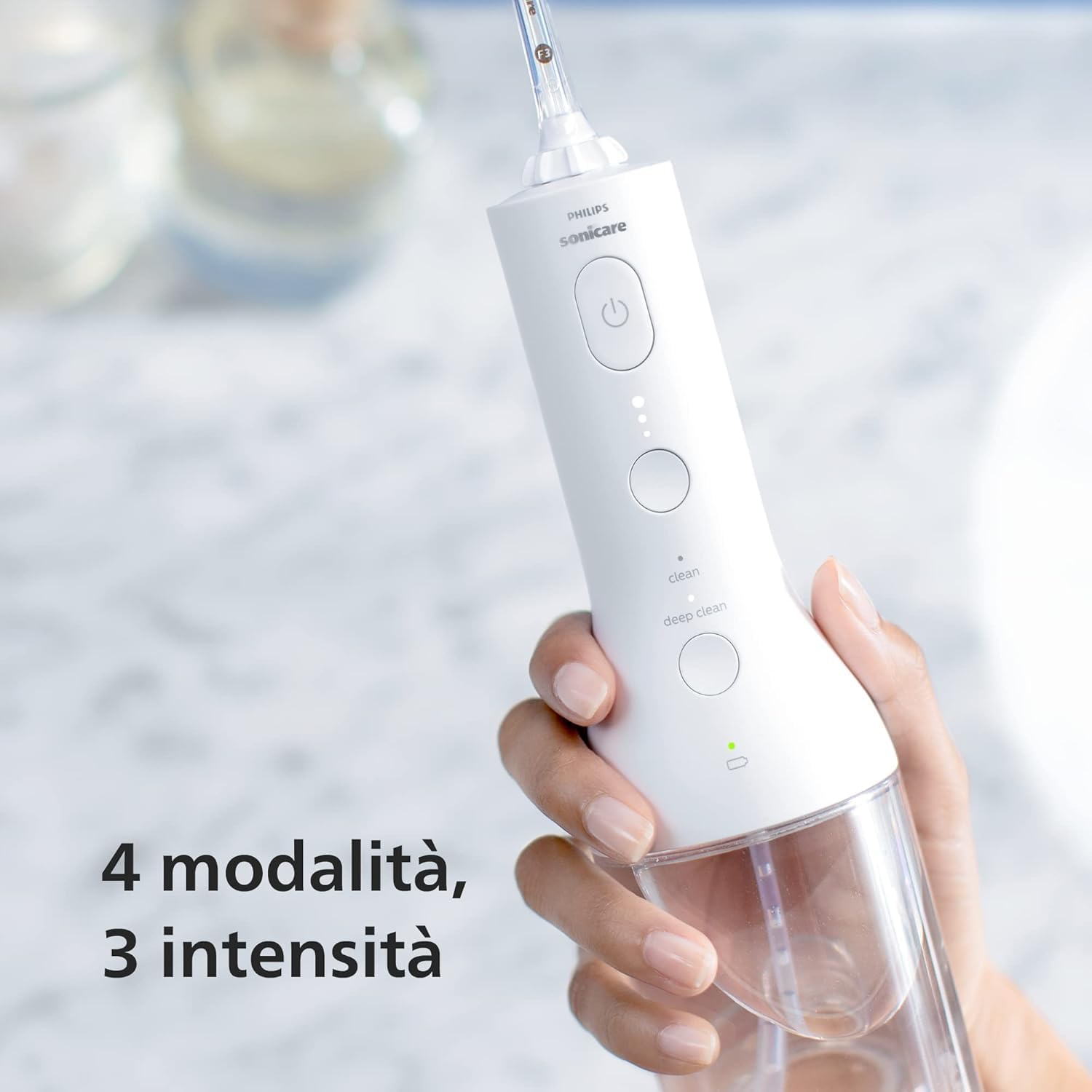 Detalle de Set Philips Sonicare Power Flosser 3000 (HX3886/41) + DiamondClean 9000: irrigatore orale senza filo e spazzolino elettrico
