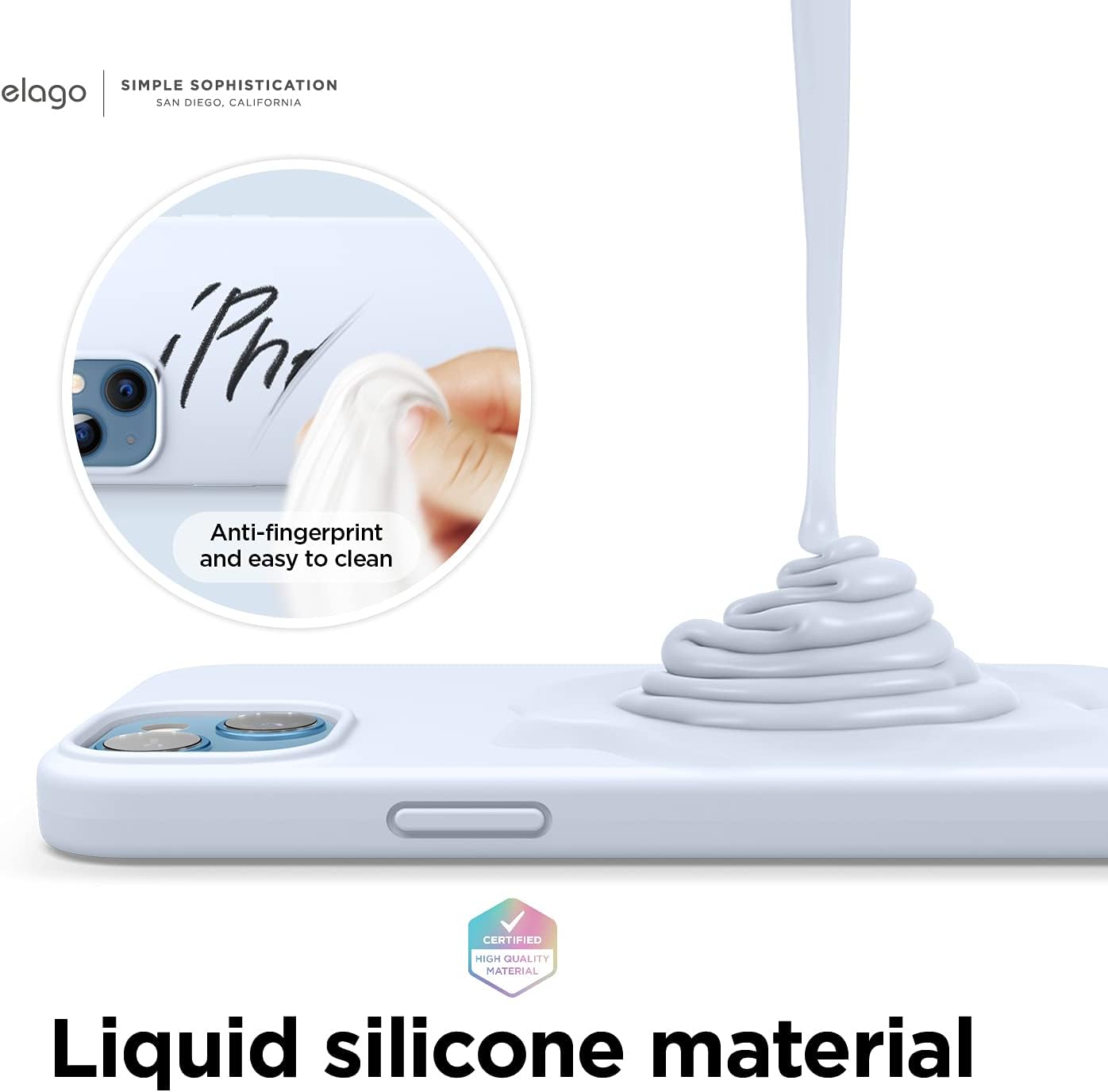 Thumbnail 2 de elago Liquid Silicone Case for iPhone 13 (6.1") – 3-layer shockproof silicone cover with soft microfiber lining (Light Blue)