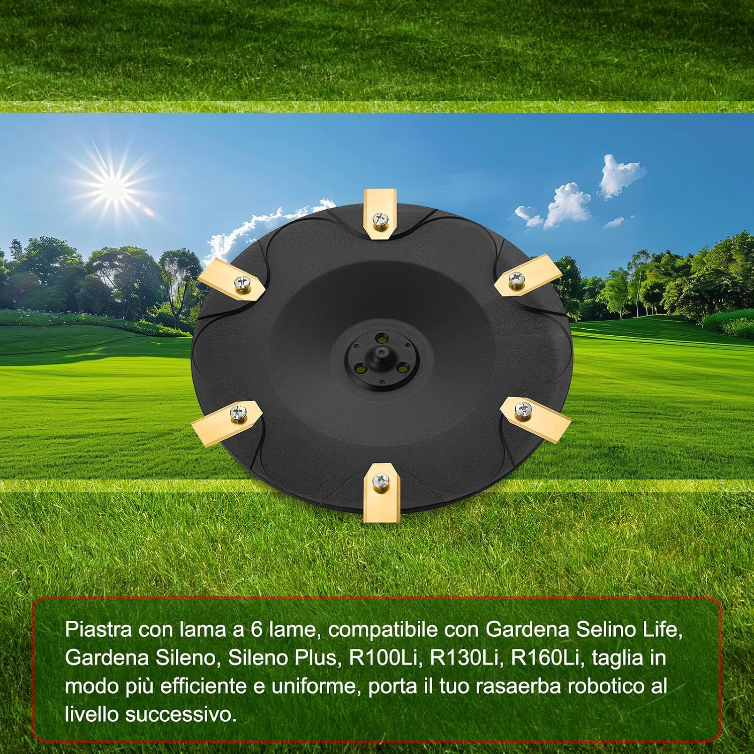 Thumbnail 6 de Disco Lama + 6 Lame Compatibile con Gardena Sileno Life, Sileno Plus, R100li, R130li, R160li – Taglio più Efficiente