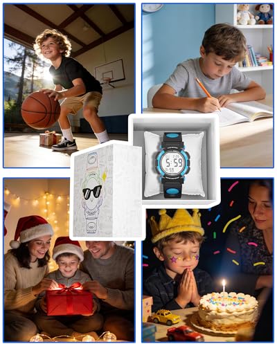 Thumbnail 7 de GUUMUXIN Kinderuhr – 5 ATM wasserdicht, 12/24-Stundenanzeige, Wecker, Quarzwerk