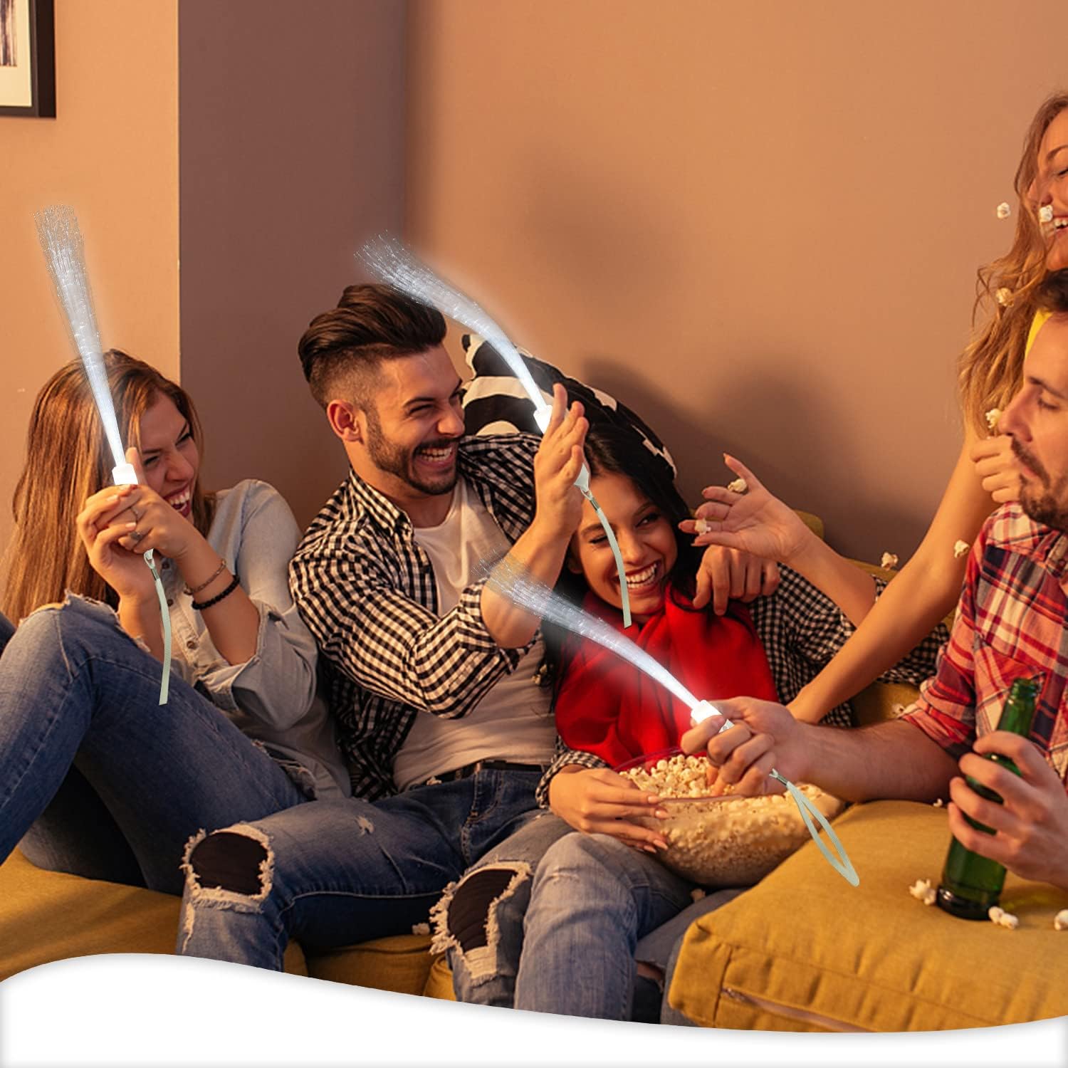 Thumbnail 5 de M.best 15 Stück Glow Sticks LED Leuchten Weiß – 32 cm, 3 Blinkmodi, Faseroptik