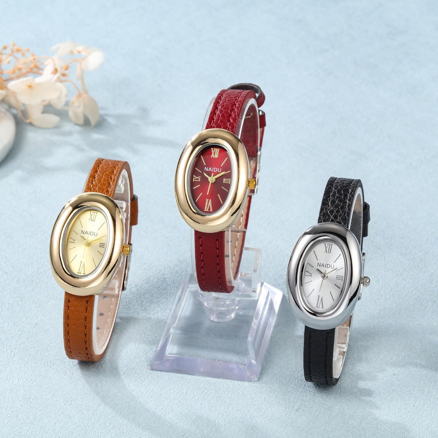 Thumbnail 2 de JSDDE Damen-Armbanduhr mit Lederarmband, ovalem Gehäuse und Quarzwerk