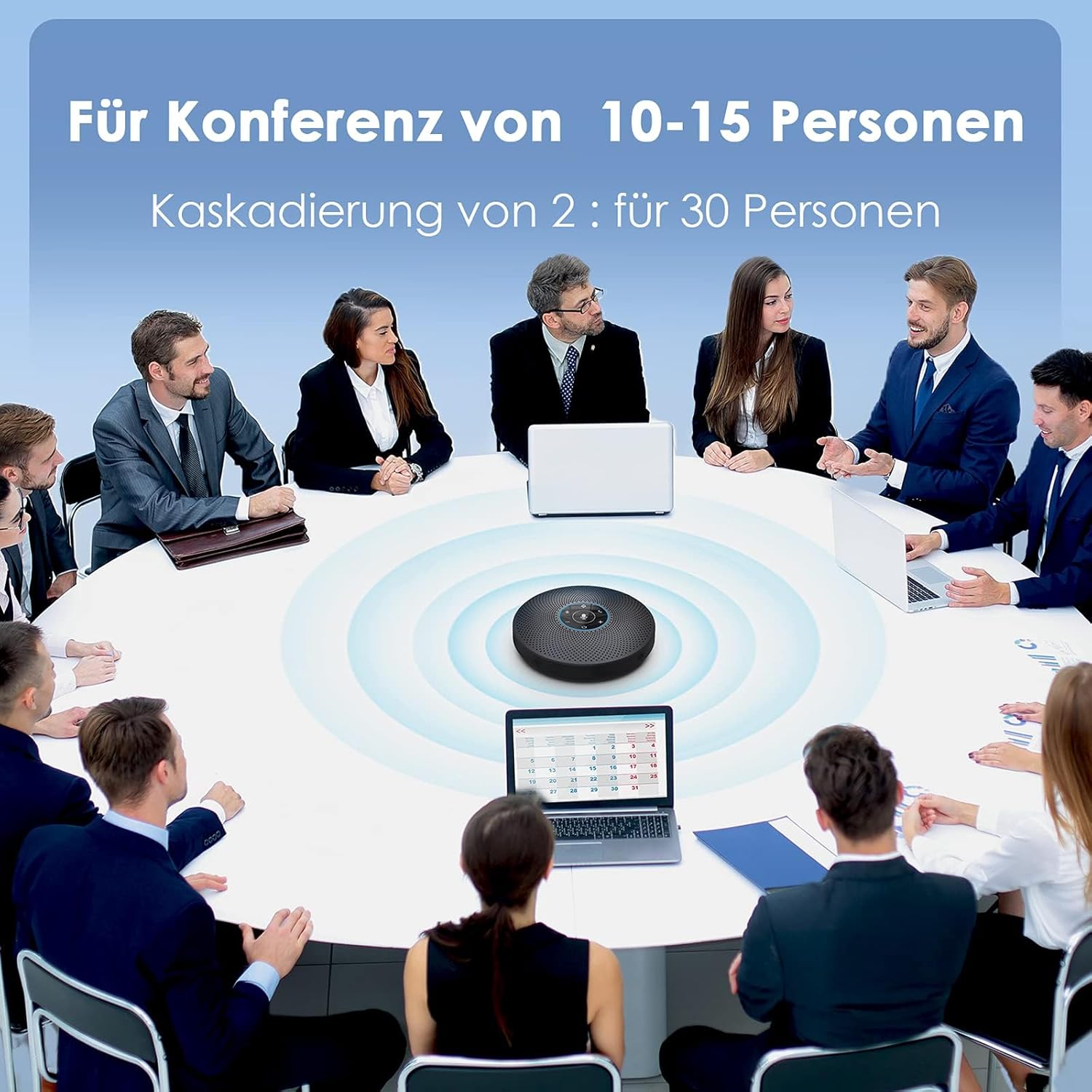 Detalle 2 de EMEET Bluetooth Konferenzlautsprecher M2 Max – USB Freisprecheinrichtung mit 4 Richtmikrofonen für Teams & Zoom