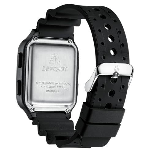 Detalle 2 de LN LENQIN Montre Homme – Montres numériques sport étanches, bracelet silicone