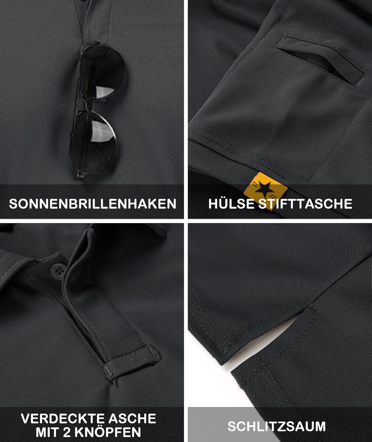 Detalle de JACKETOWN Herren-Poloshirt Kurzarm – atmungsaktiv, schnelltrocknend, mit Knopfleiste (Regular Fit)