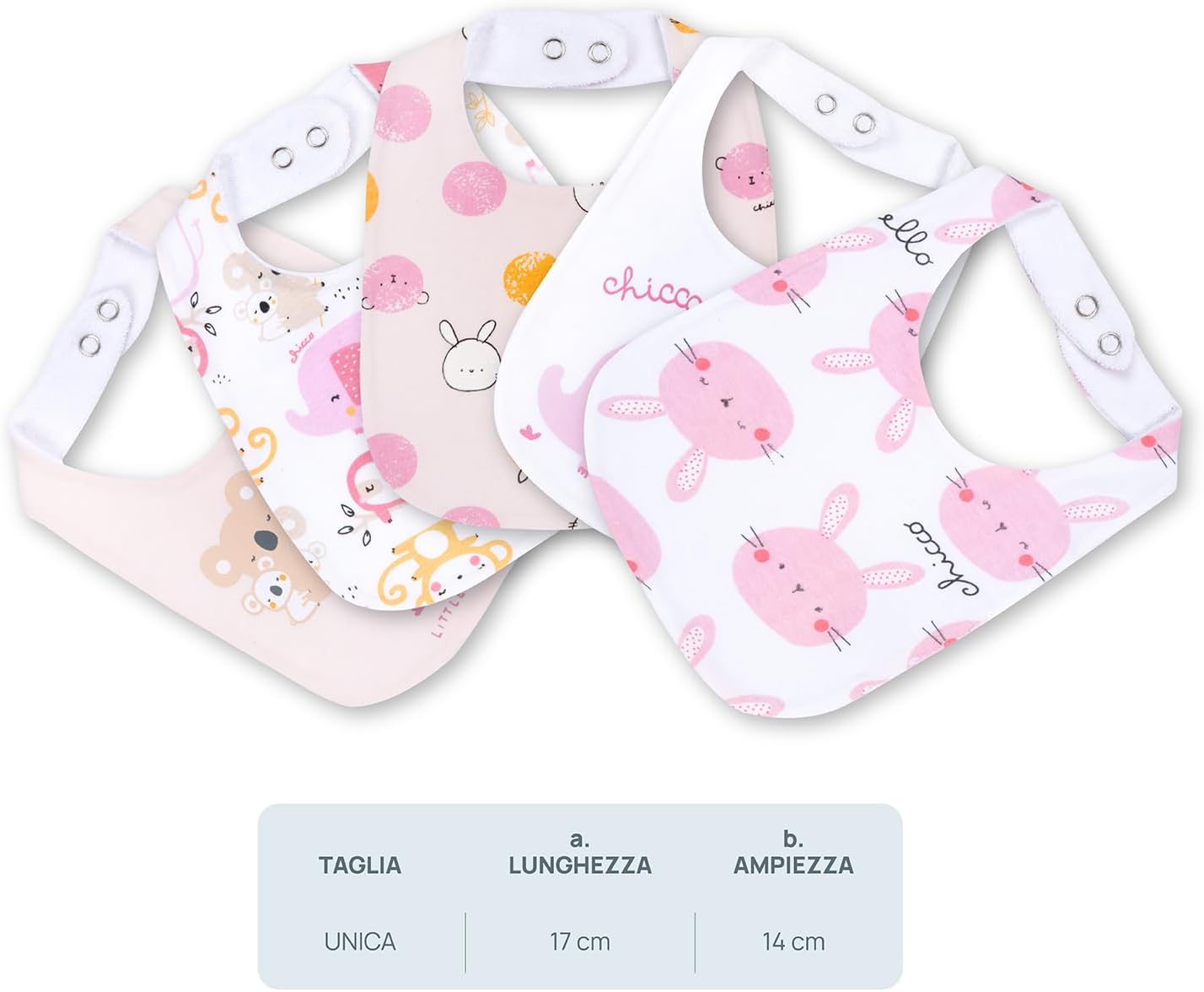 Thumbnail 4 de Chicco Lot de 5 Bavoirs Bébé en Coton Doux – Taille Unique, Design Italie