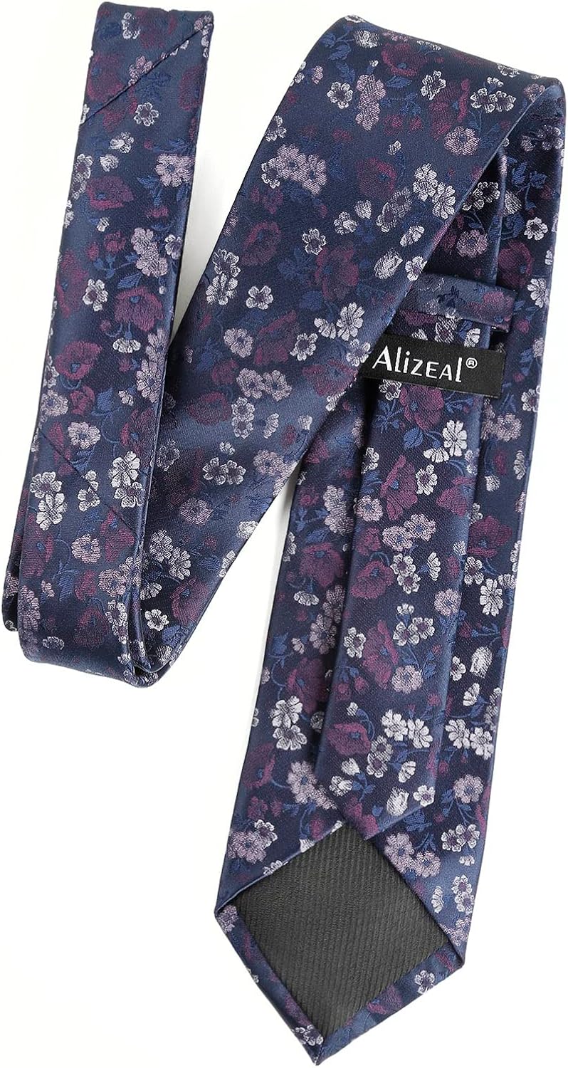 Thumbnail 1 de Alizeal Floral Tie with Pocket Square Set – Polyester, 150x8cm tie and 24x24cm hankie