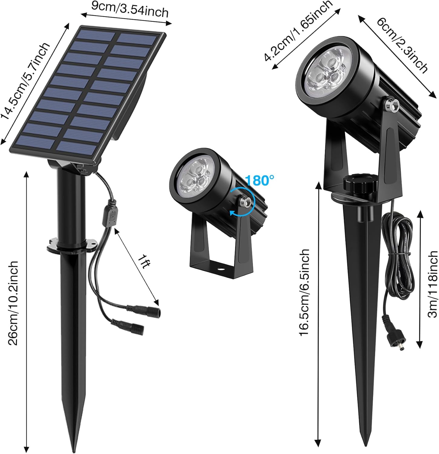 Thumbnail 2 de NATPOW Gartenstrahler Solar mit LED, IP65 und 2 Helligkeitsstufen (6000K) – für Wege, Hof & Einfahrt