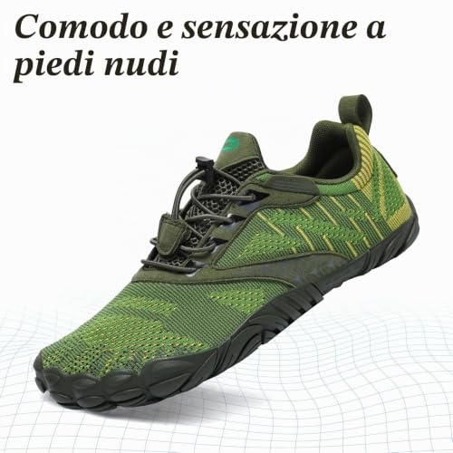 Thumbnail 2 de SAGUARO Scarpe Barefoot Minimaliste Uomo/Donna – Multisport, Morbide e Leggere in Verde Muschio (43 EU)