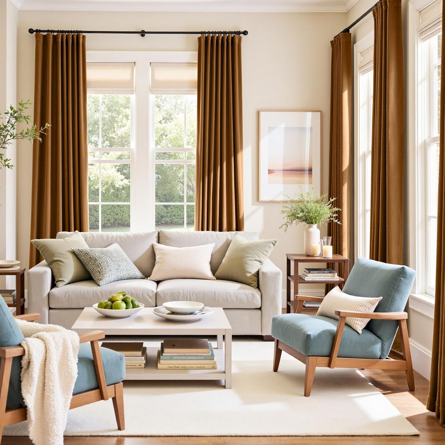 Detalle 2 de Lazzzy Velvet Curtains, Gold Brown Blackout Drapes, 2 Panels, 52 x 84 in