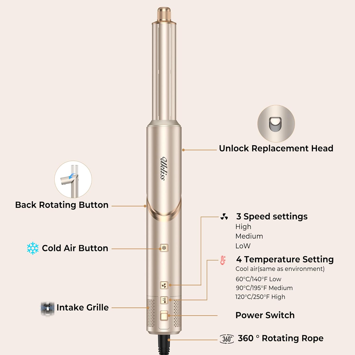 Thumbnail 6 de UKLISS Hairstyler 8‑in‑1 Set Haartrockner mit 110.000 U/min 💇♀