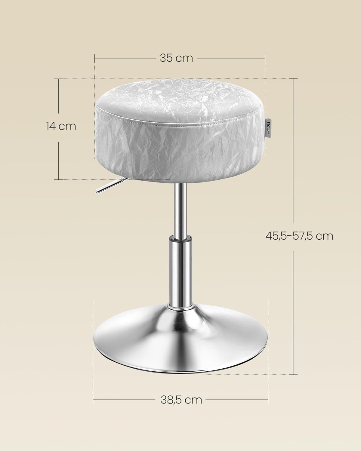 Detalle 2 de VASAGLE LJB120GD01 taburete regulable 45,5–57,5 cm