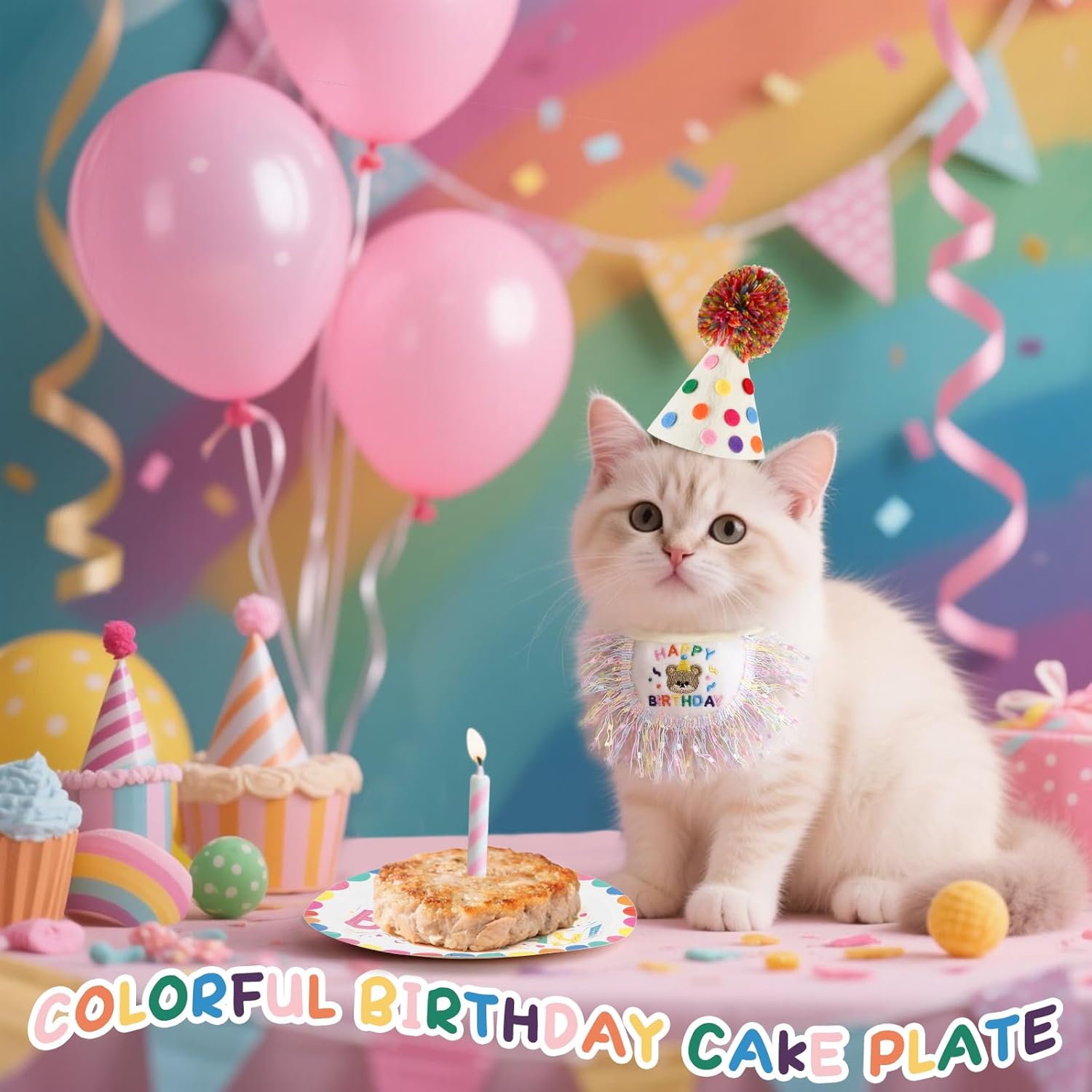 Thumbnail 4 de La Desire Pet Birthday Decorations Kit: Dog Birthday Party Set with Hat, Bib, Toy, Cake Plate & Banner