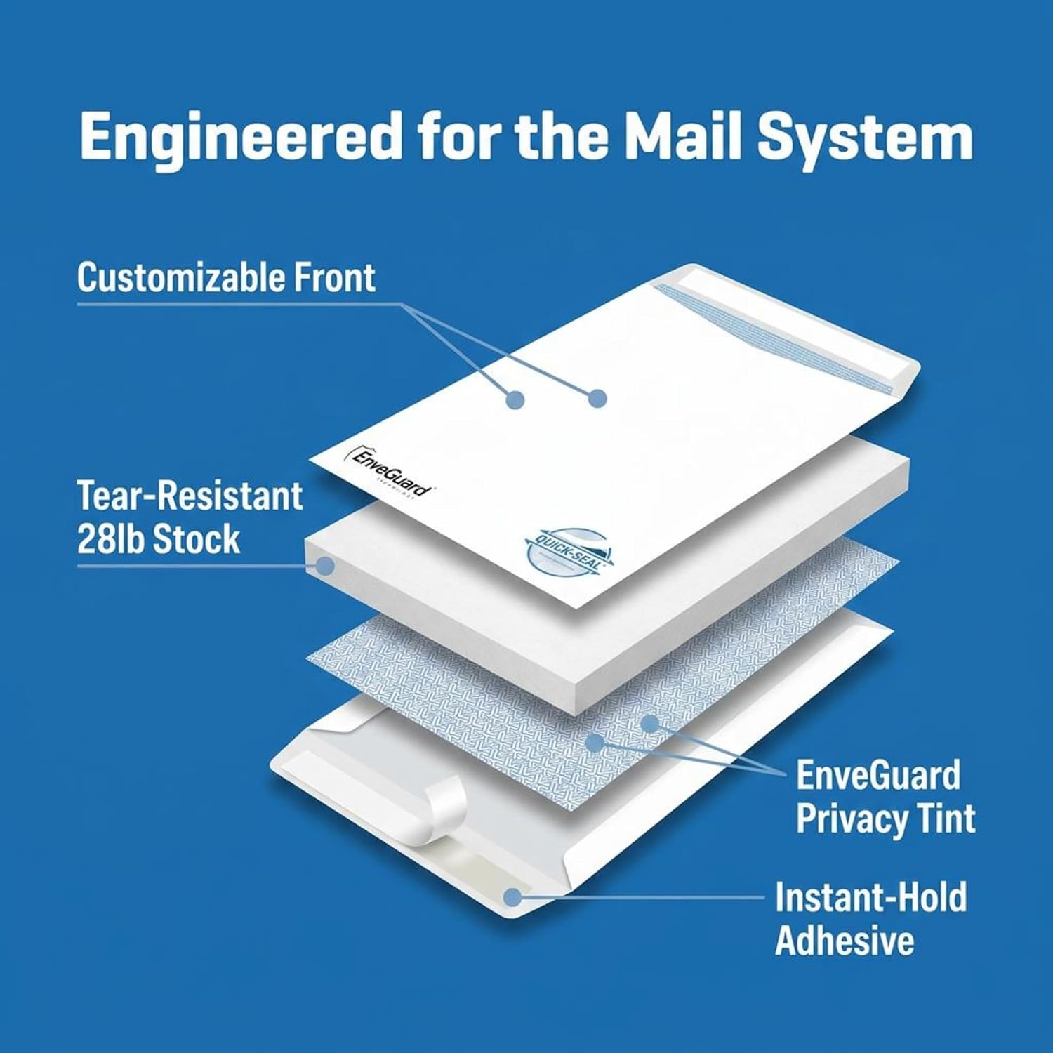 Detalle de Aimoh 38100 9 x 12 Security Envelopes, Self-Seal, White, 28 lb, 100 Count